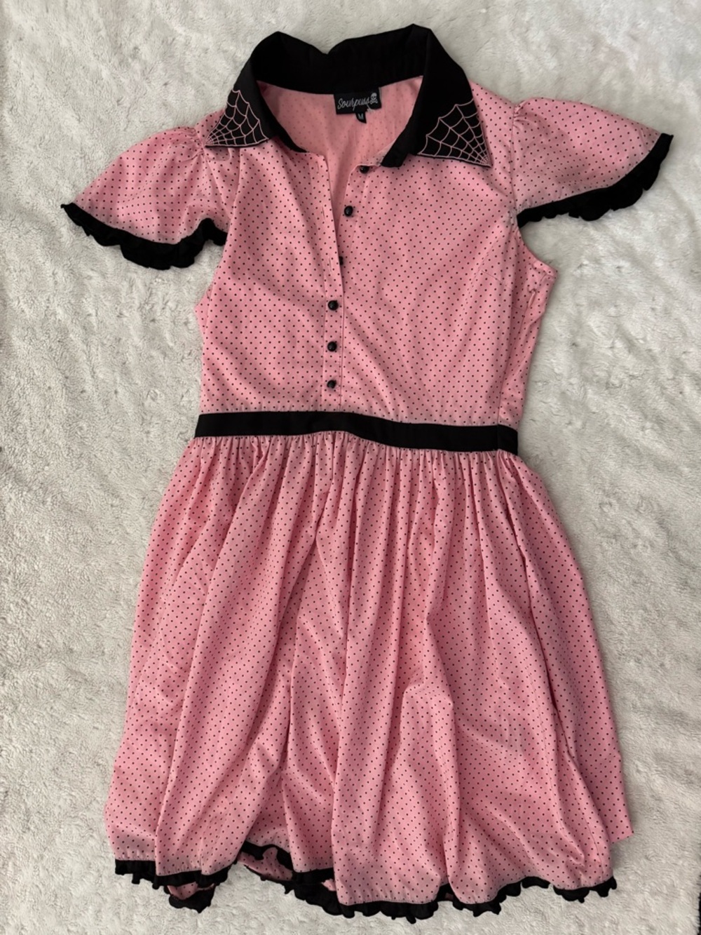 NWOT- Sourpuss Spiderweb Lydia Dress Pink - Picture 4 of 16